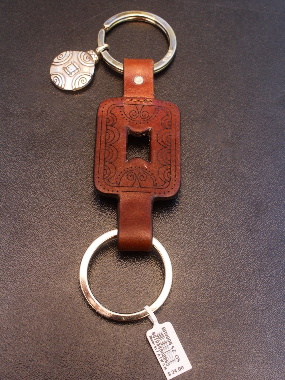 Brighton Brown Leather Key & Card Holder with Silver Accents